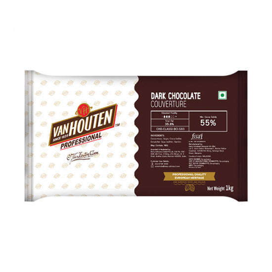 Buy Van Houten Dark Chocolate Couverture (55% Cocoa) - 1 Kg Online