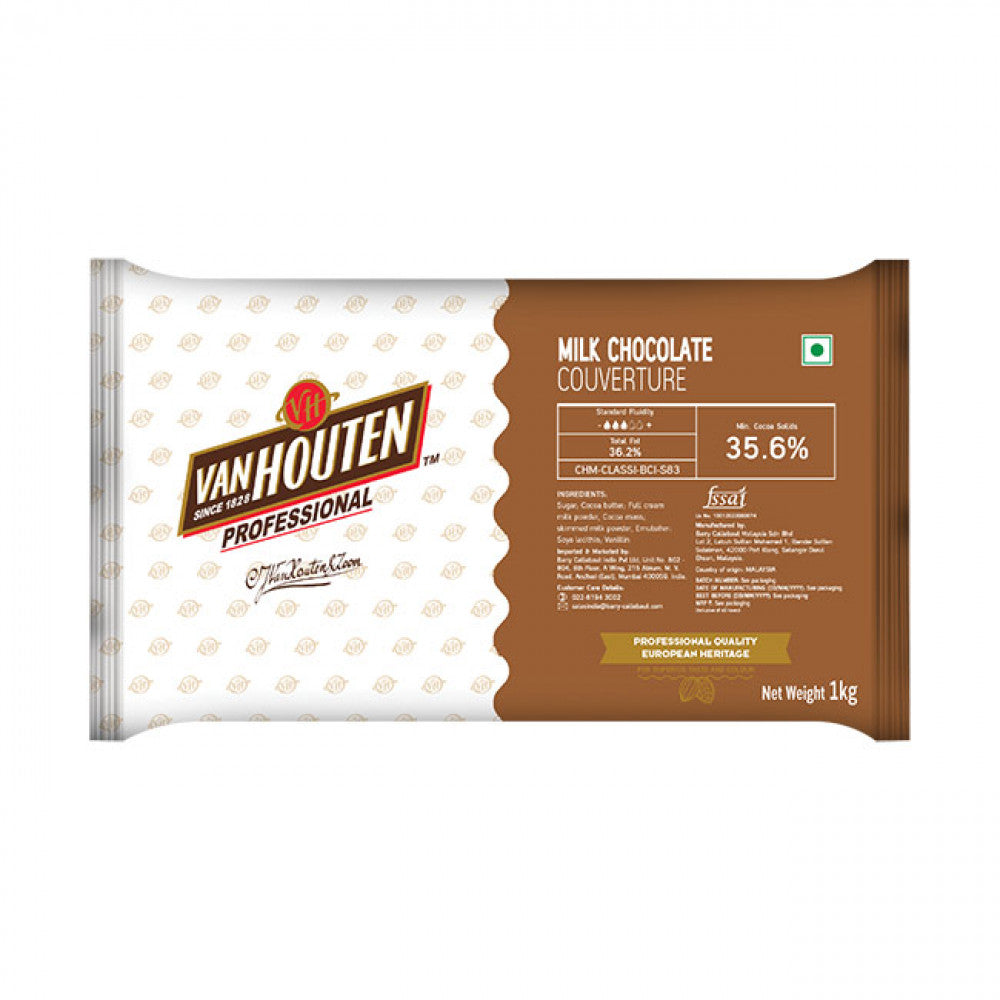 Buy Van Houten Milk Chocolate Couverture (35.6% Cocoa) - 1 Kg Online