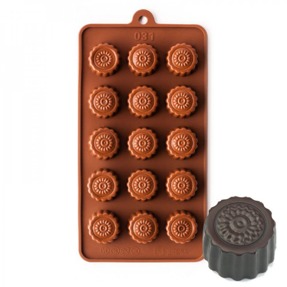 Buy Fluted Round With Flower Silicone Chocolate Mould Online