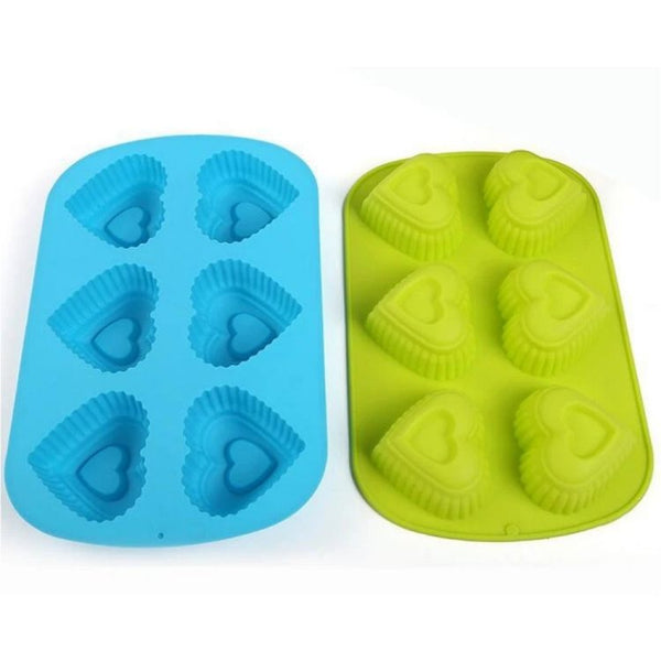 Buy Heart Shape 6 Cavity Silicone Mould  H02370 Online | ALLMYWISH.COM
