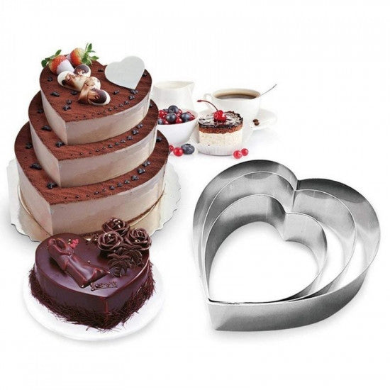 Buy Heart Shape Mousse Cake Ring Mould (Set of 3) at ALLMYWISH.COM
