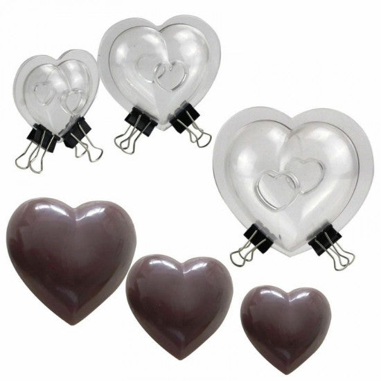 Buy Heart Shape Polycarbonate Chocolate Mould Set of 3 Pieces Online