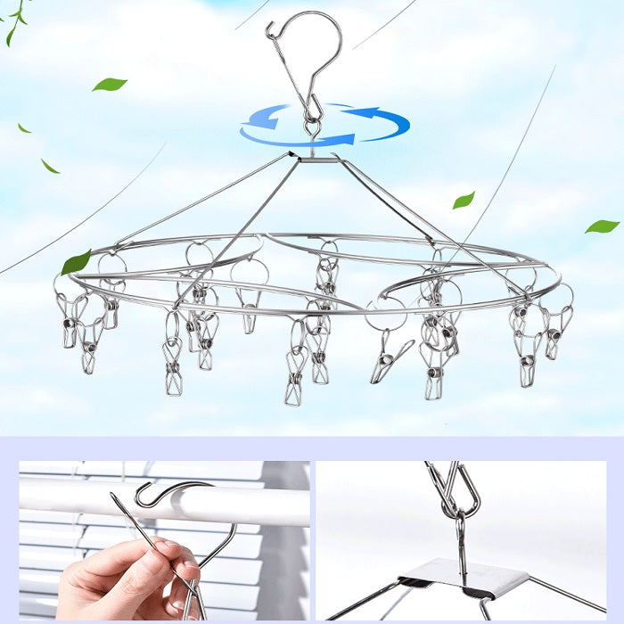 Buy Stainless Steel Round Drying Rack with 20 Clips at ALLMYWISH.COM