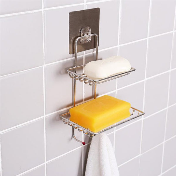 Buy Kitchen Bathroom Soaps Storage Rack with 2 Hook for Home 