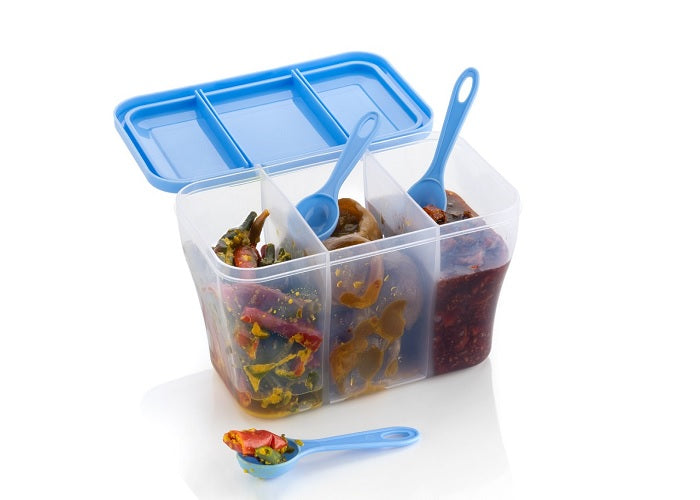 Buy 3 Partition Storage Container With Spoon (Random Color) 