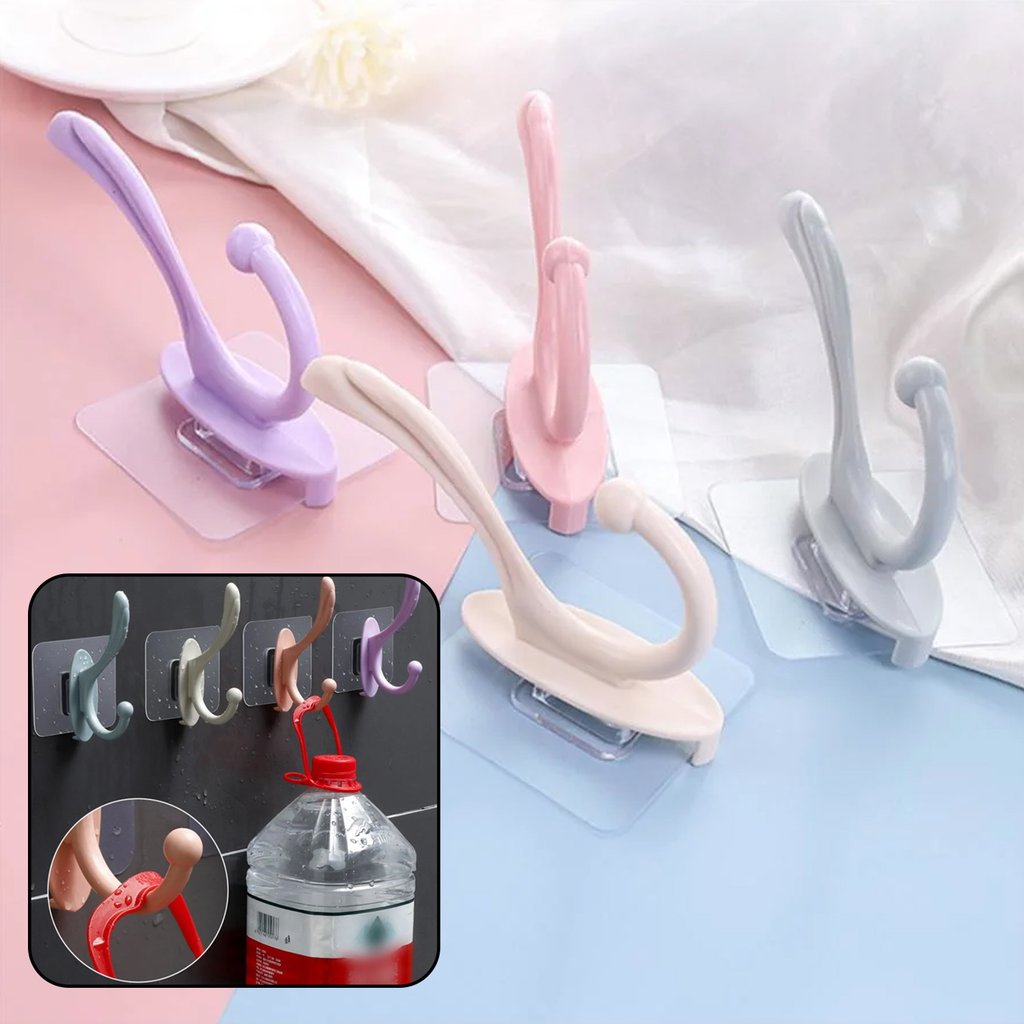 Buy 3 Pcs - Self Adhesive Plastic Wall Hook for Home (Multi Color)