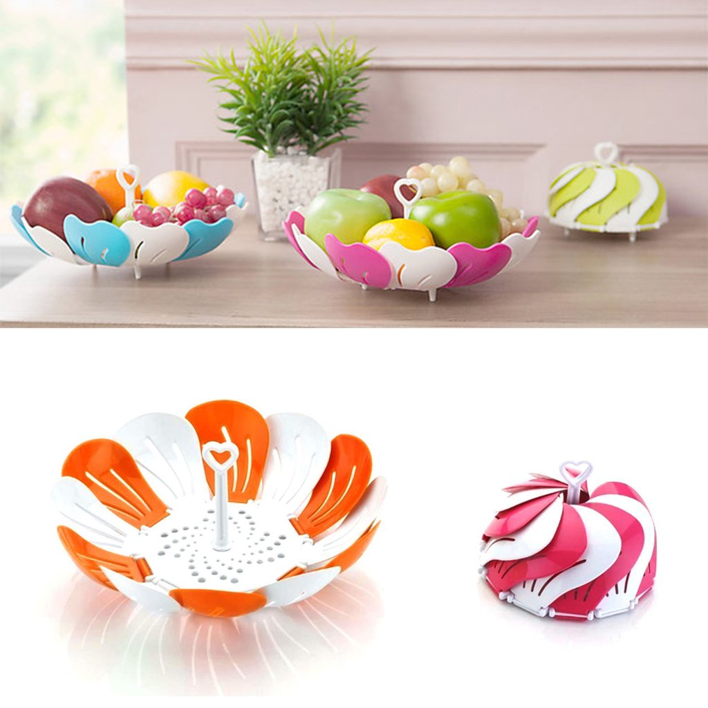 Buy Lotus Shape Foldable Fruit & Vegetable Basket Tray,Color May Vary 