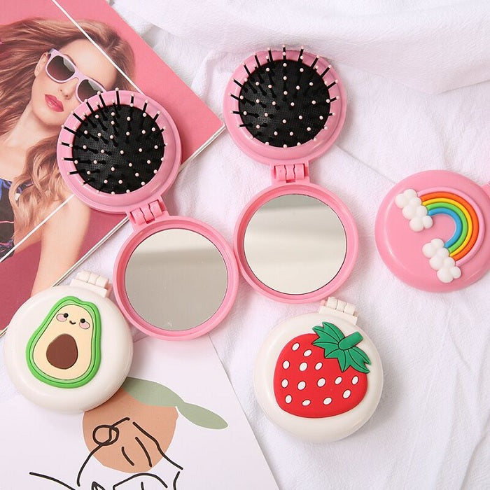 Buy Cartoon Printed Mini Mirror With Comb (Random Print) Online