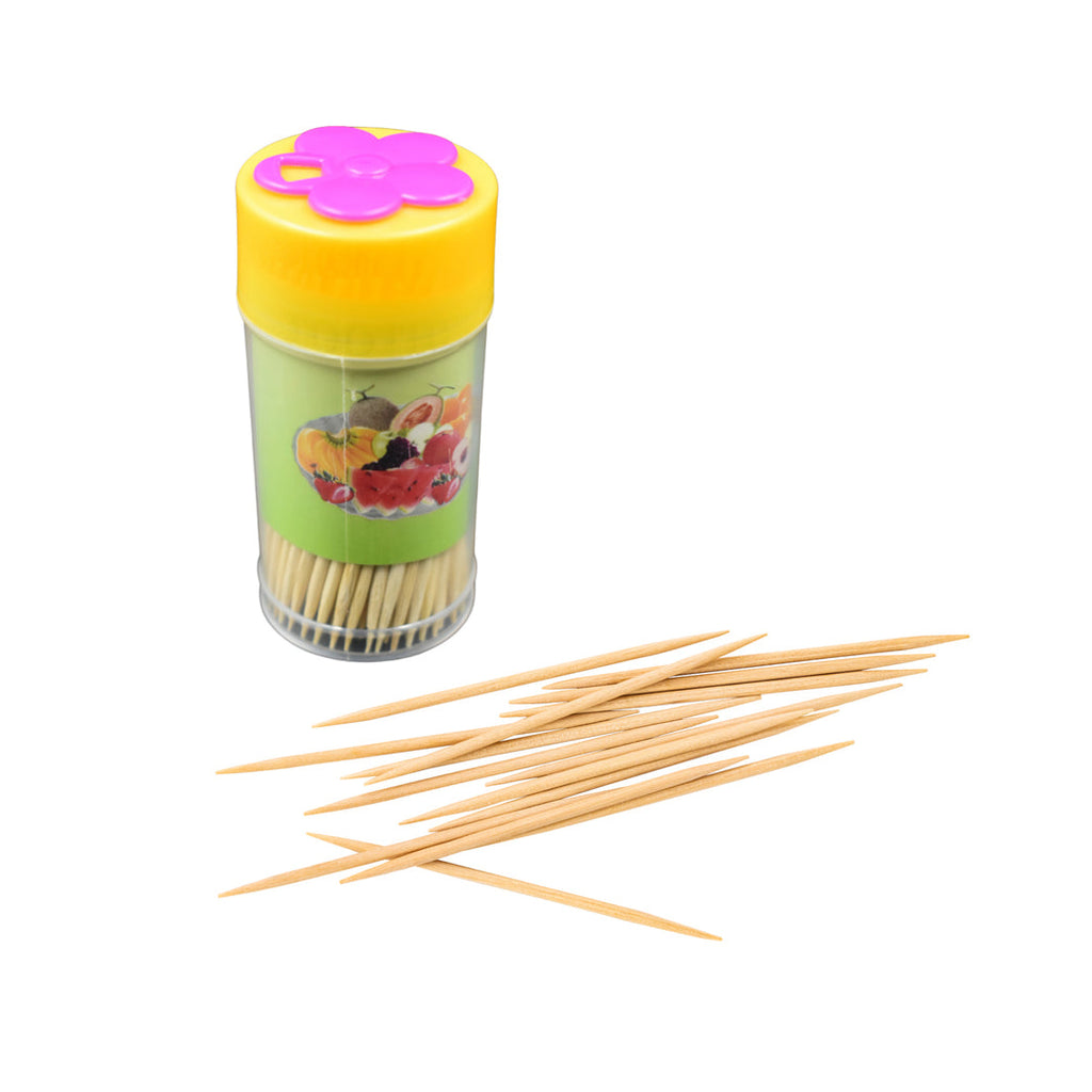 Buy 2 Pcs  - Wood Double Sided Toothpicks With Clear Plastic Box 