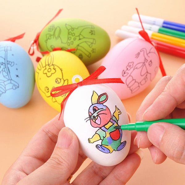 Eggshell Hand Painting (1 Plastic Egg Shell & 4 Sketch Pen) - H03049