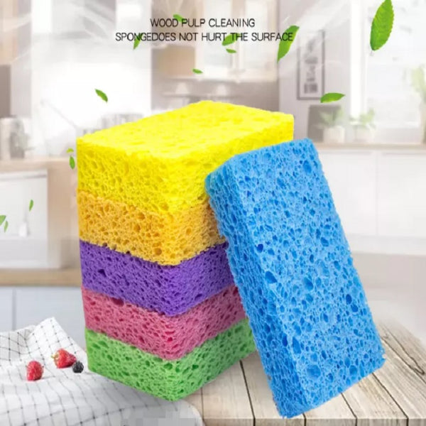 Multiuse Wood Pulp Kitchen Cleaning Sponge (Pack of 5) - H03081