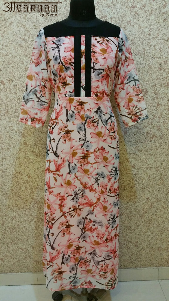 Aavarnam By Renu - Multi Color Floral Print Maxi Dress - ALL MY WISH