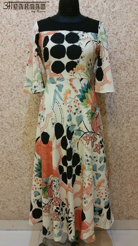 Aavarnam By Renu - Flared Dress With Flared Sleeves - DIBRK00474 - ALL MY WISH