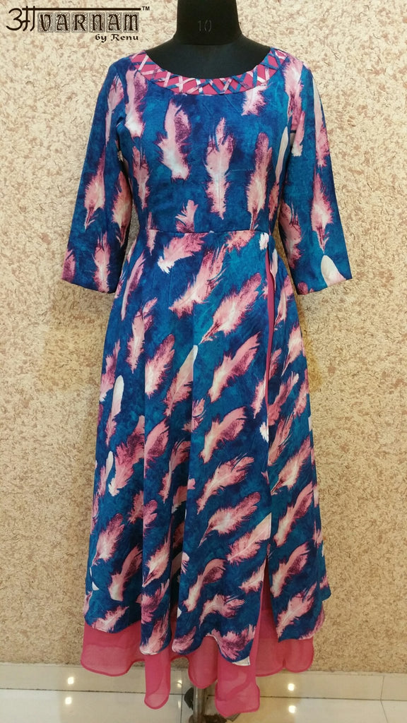 Aavarnam By Renu - Multi Colored Flared Dress - GGVVRK00495 - ALL MY WISH