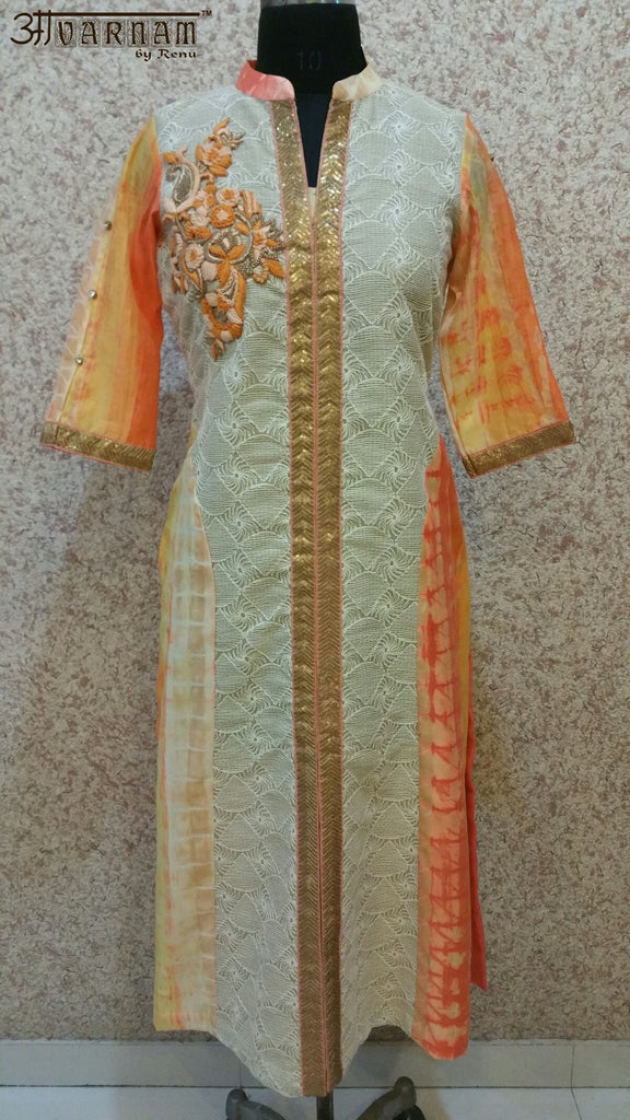 Aavarnam By Renu - Multi Colored Embroidered Shirt - K00500 - ALL MY WISH