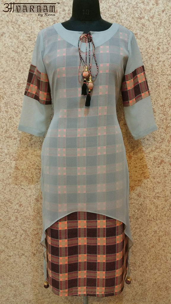 Aavarnam By Renu - Multi Color Long Kurti With Cape - GVAVRK00529 - ALL MY WISH