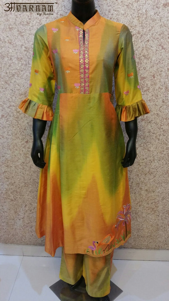 Aavarnam By Renu - Embroidered Shirt With Pallazo - 2547K00626 - ALL MY WISH