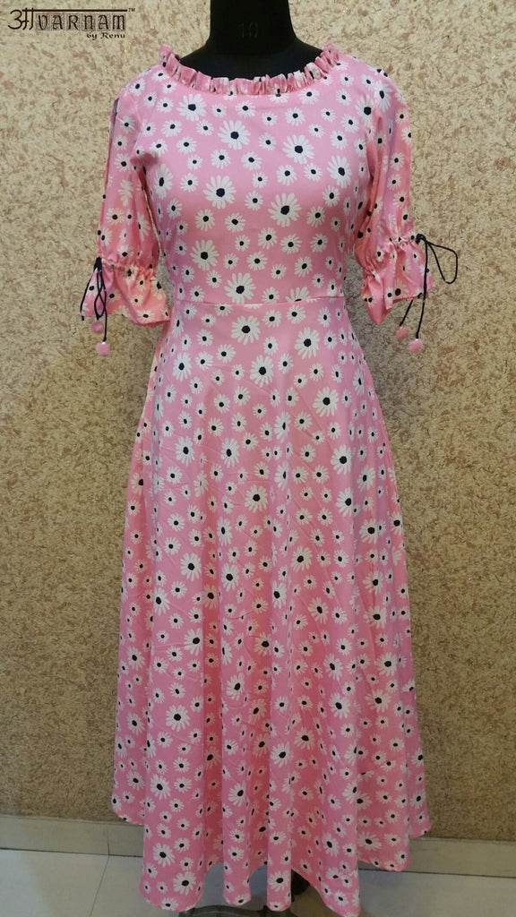 Aavarnam By Renu - Pink Flared Maxi Dress - EVVRK00652 - ALL MY WISH