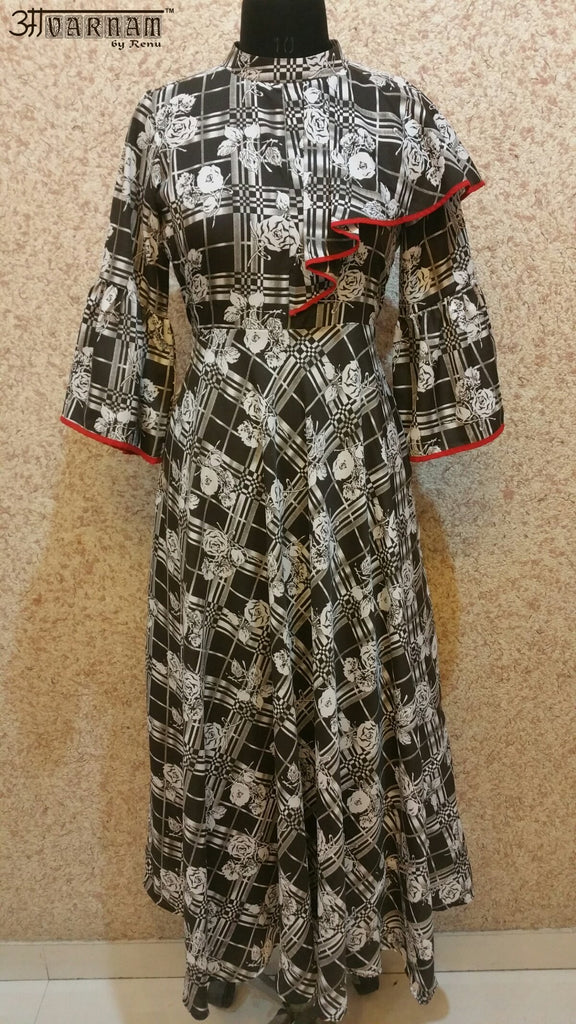 Aavarnam By Renu - Cape Style Flared Maxi Dress - GVVVRK00662 - ALL MY WISH