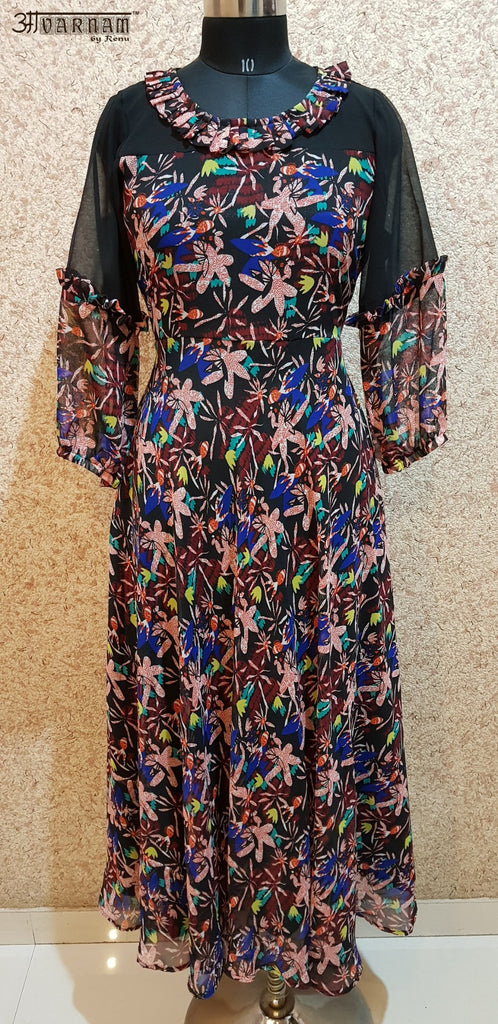 Aavarnam By Renu - Multi Color Flared Maxi Dress - ENBRK00696 - ALL MY WISH