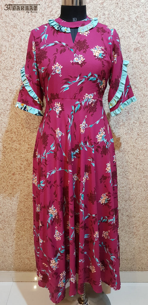 Aavarnam By Renu - Multi Color Flared Maxi Dress - EIVRK00699 - ALL MY WISH
