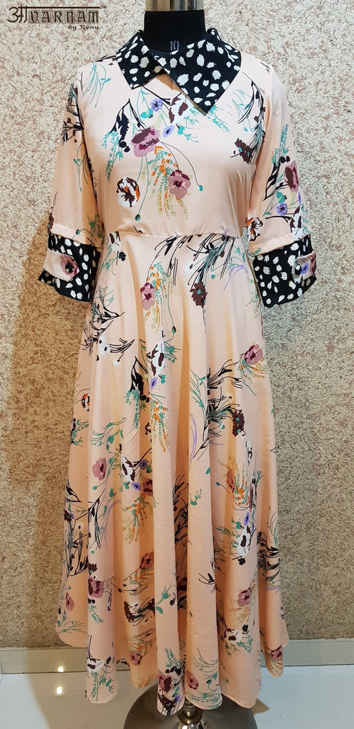 Aavarnam By Renu - Overlap Collar Flared Maxi Dress - EEBRK00702 - ALL MY WISH