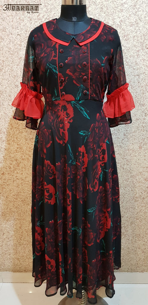 Aavarnam By Renu - Multi Colored Flared Maxi Dress - EDVRK00705 - ALL MY WISH