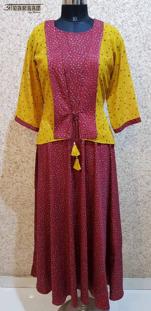 Aavarnam By Renu - Flared Maxi Dress With Shrug - GVNVRK00706 - ALL MY WISH