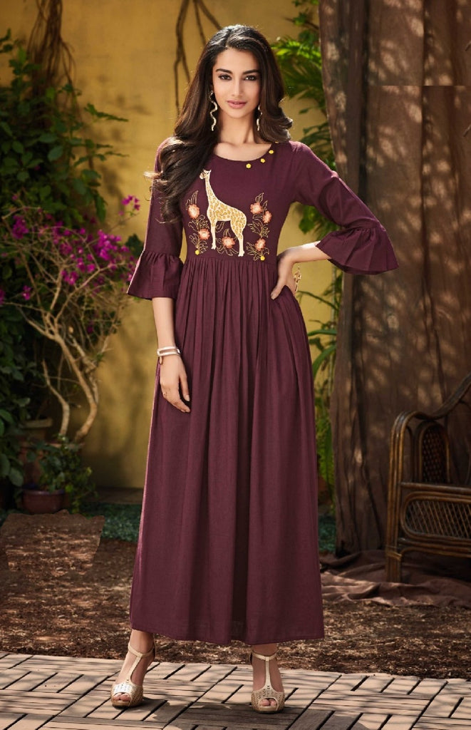 Soft Reyon Embroidered Dress - R00131 - ALL MY WISH