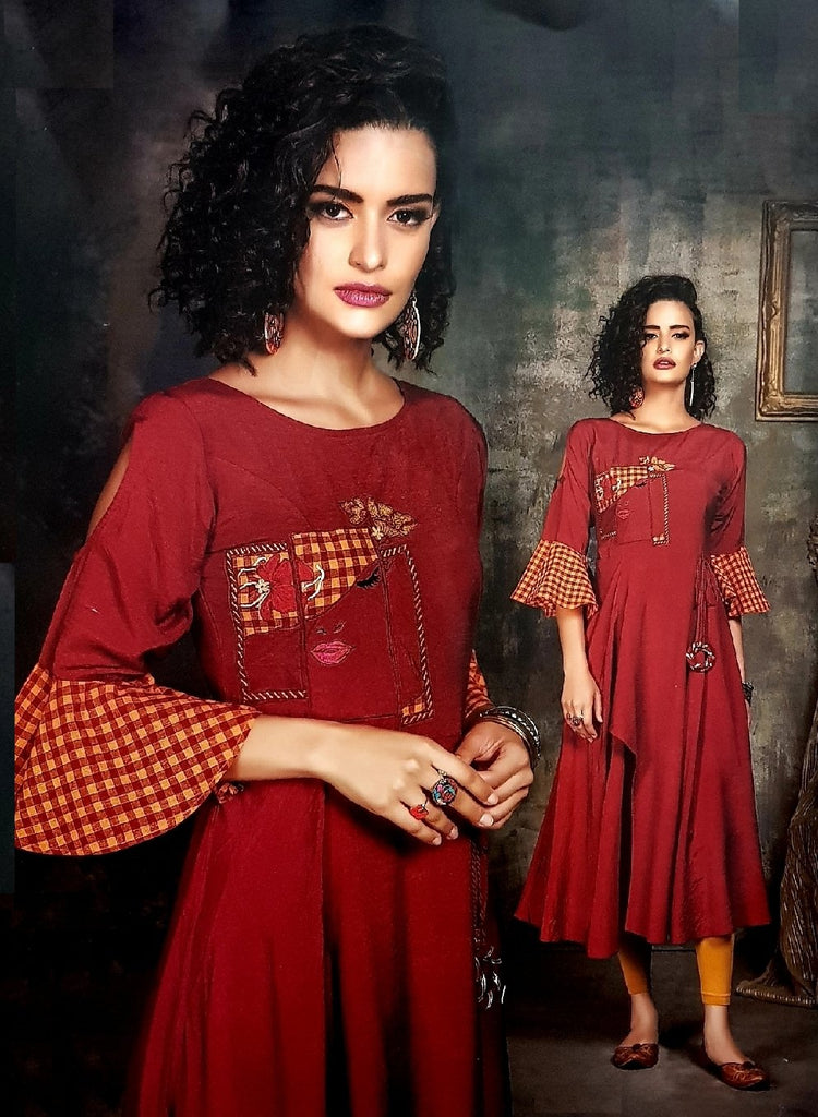 Embroidered Stylish Semi - Formal Kurti - R00292 - ALL MY WISH