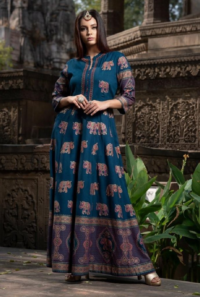 Kalidar Soft Reyon Cotton Dress - R00360 - ALL MY WISH