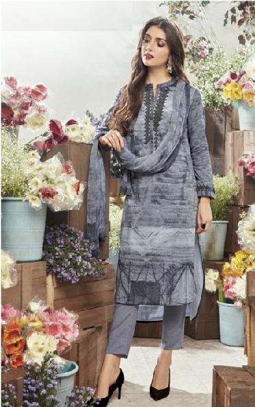 Embroidered Cotton Un-Stitch Suit - S00081 - ALL MY WISH