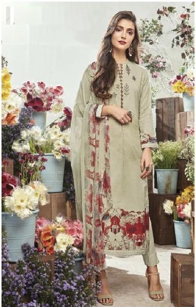 Embroidered Cotton Un-Stitch Suit - S00082 - ALL MY WISH