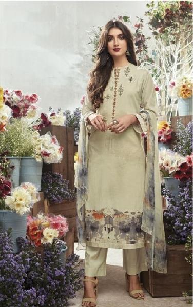 Embroidered Cotton Un-Stitch Suit - S00084 - ALL MY WISH