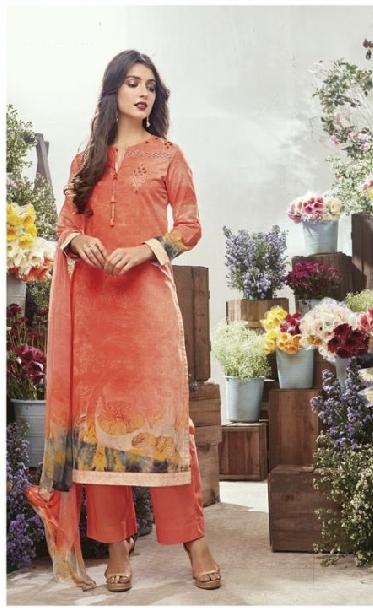 Embroidered Cotton Un-Stitch Suit - S00085 - ALL MY WISH