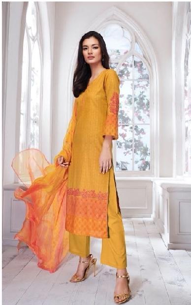Embroidered Cotton Un-Stitch Suit - S00089 - ALL MY WISH
