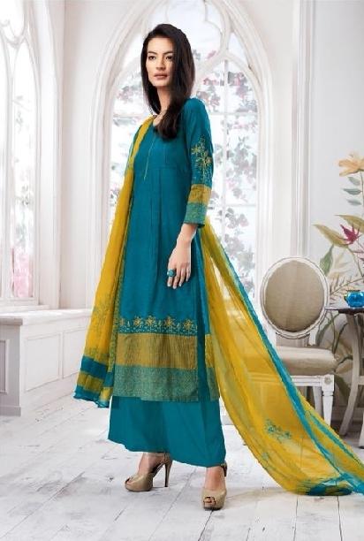 Embroidered Cotton Un-Stitch Suit - S00091 - ALL MY WISH