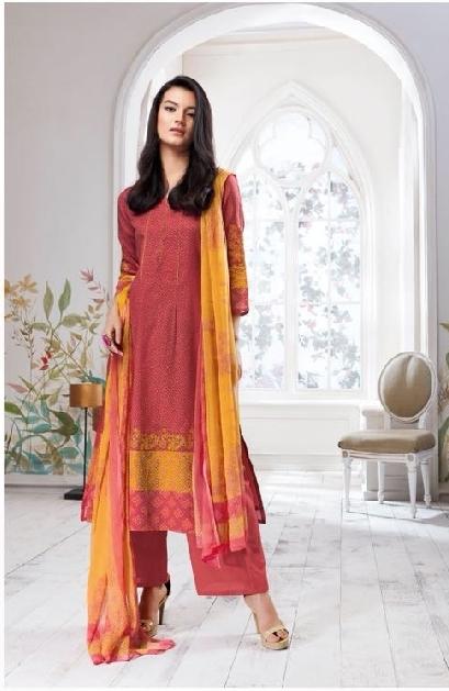 Embroidered Cotton Un-Stitch Suit - S00092 - ALL MY WISH