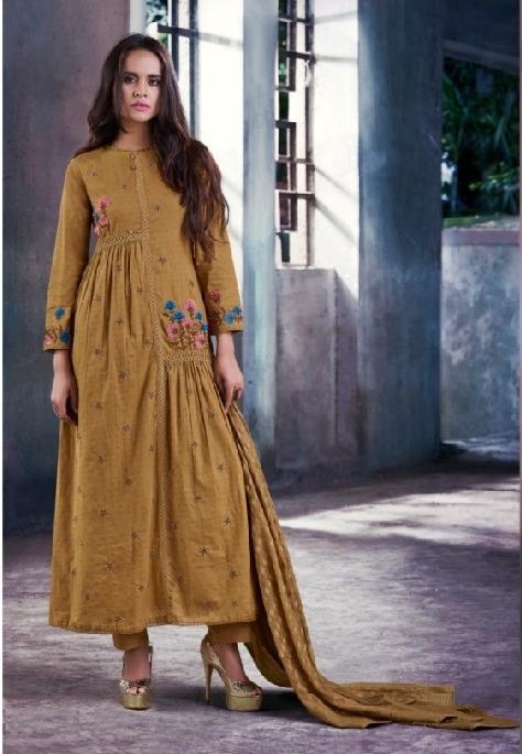 Cotton Embroidered Un-Stitch Suit - S00101 - ALL MY WISH