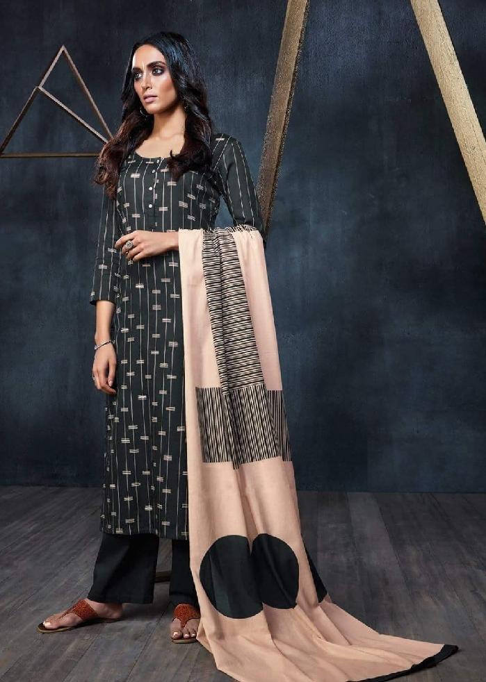 Geometric Printed Formal Glaze Cotton Un-Stitch Suit - S00117 - ALL MY WISH
