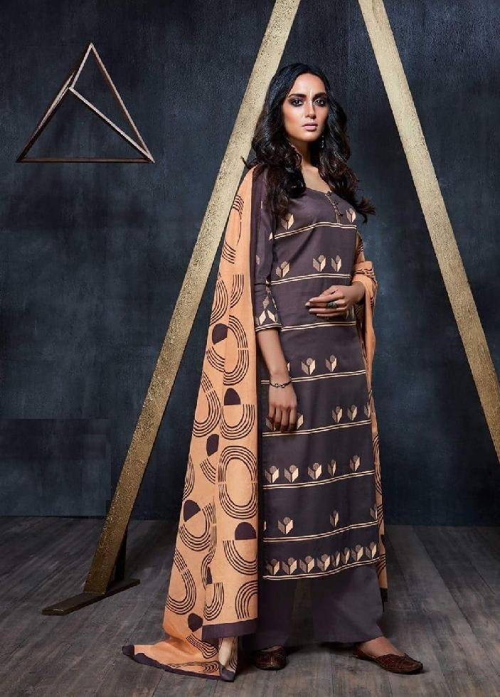 Geometric Printed Formal Glaze Cotton Un-Stitch Suit - S00123 - ALL MY WISH