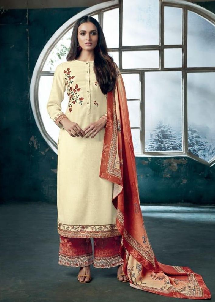 Embroidered Pashmina Un-Stitch Suit - S00194 - ALL MY WISH