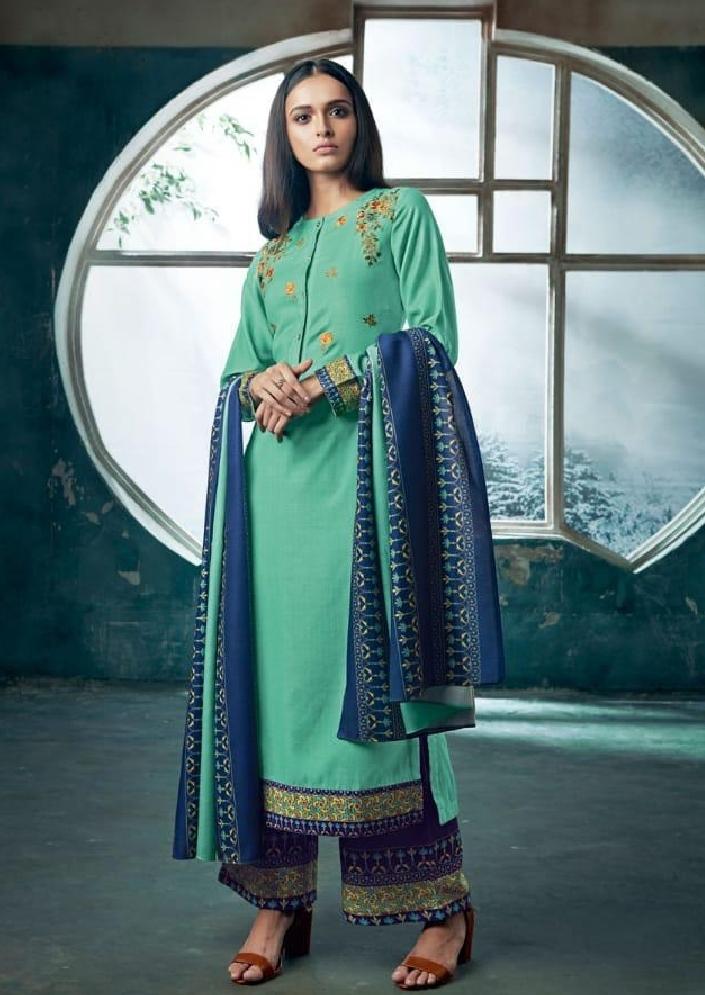 Embroidered Pashmina Un-Stitch Suit - S00195 - ALL MY WISH