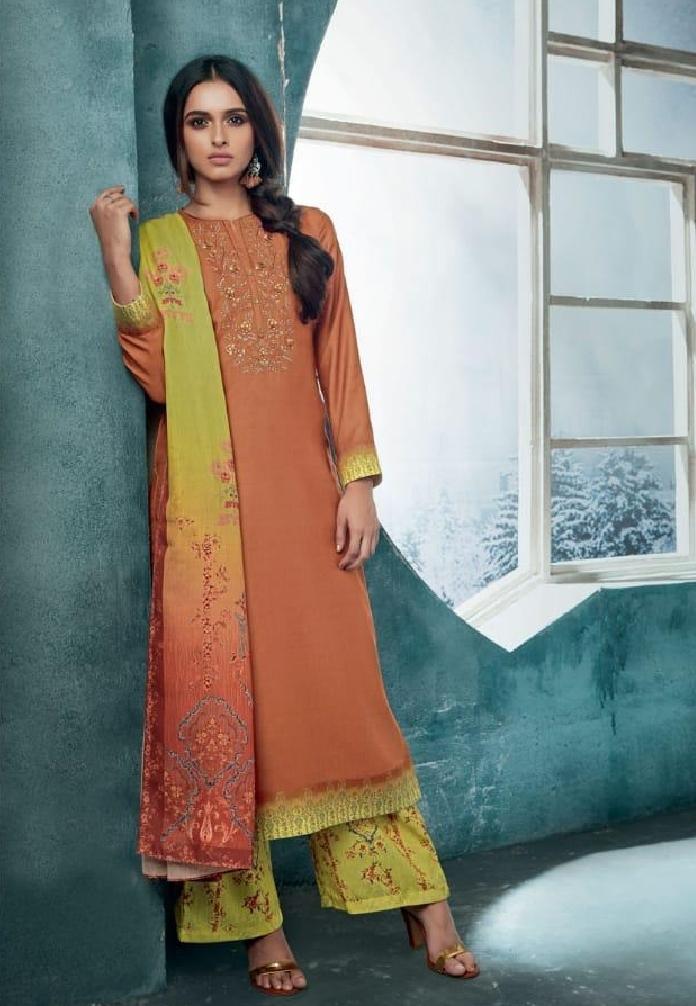 Embroidered Pashmina Un-Stitch Suit - S00196 - ALL MY WISH