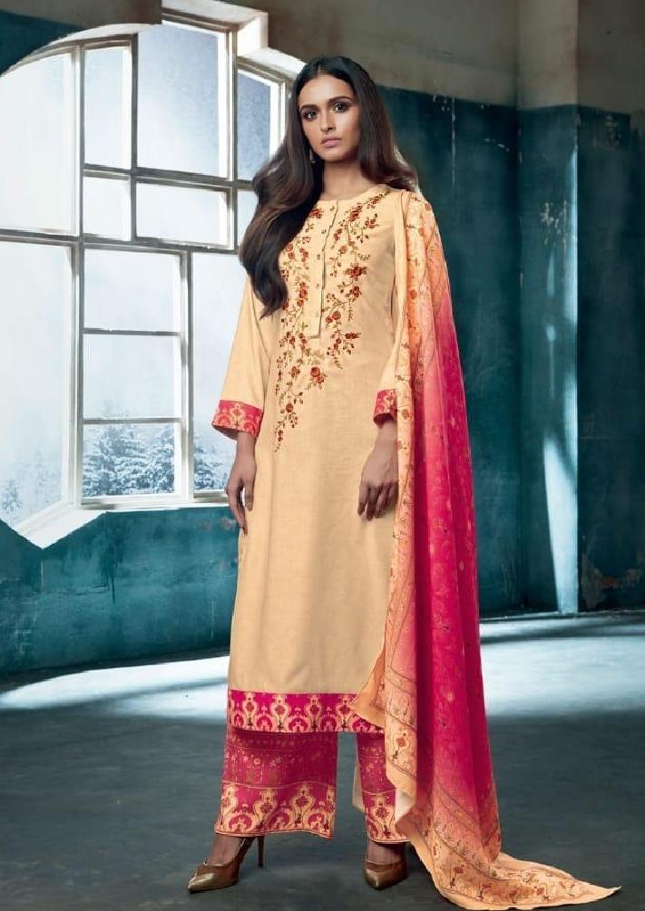Embroidered Pashmina Un-Stitch Suit - S00199 - ALL MY WISH