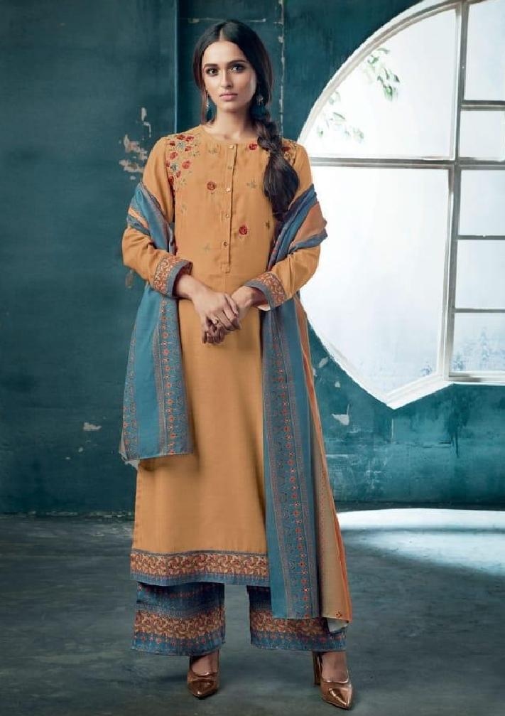 Embroidered Pashmina Un-Stitch Suit - S00202 - ALL MY WISH