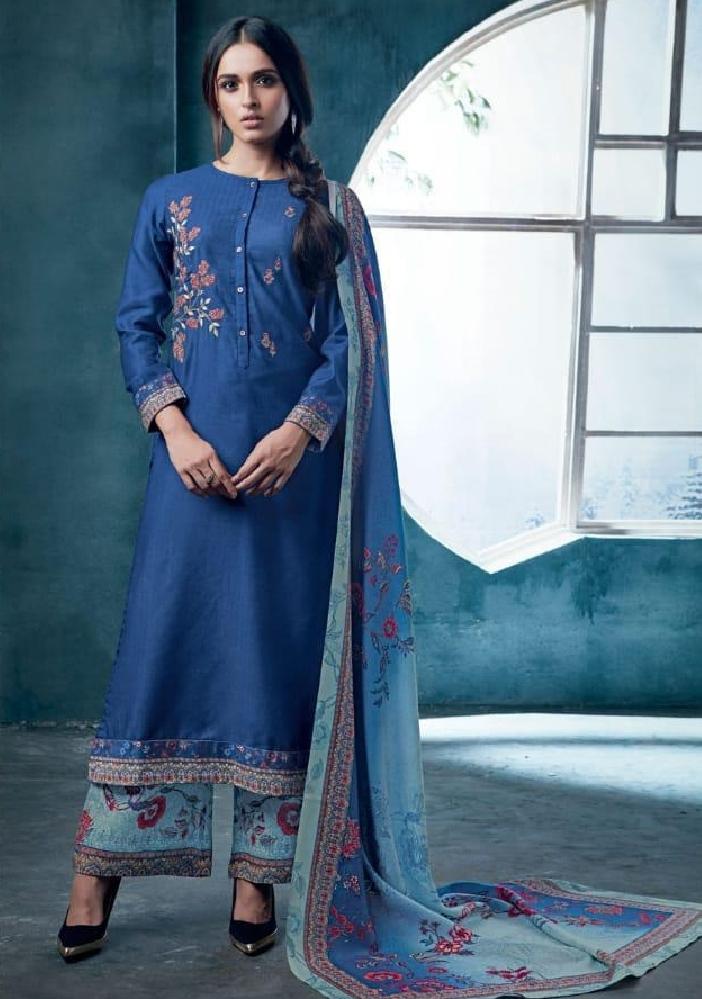 Embroidered Pashmina Un-Stitch Suit - S00203 - ALL MY WISH