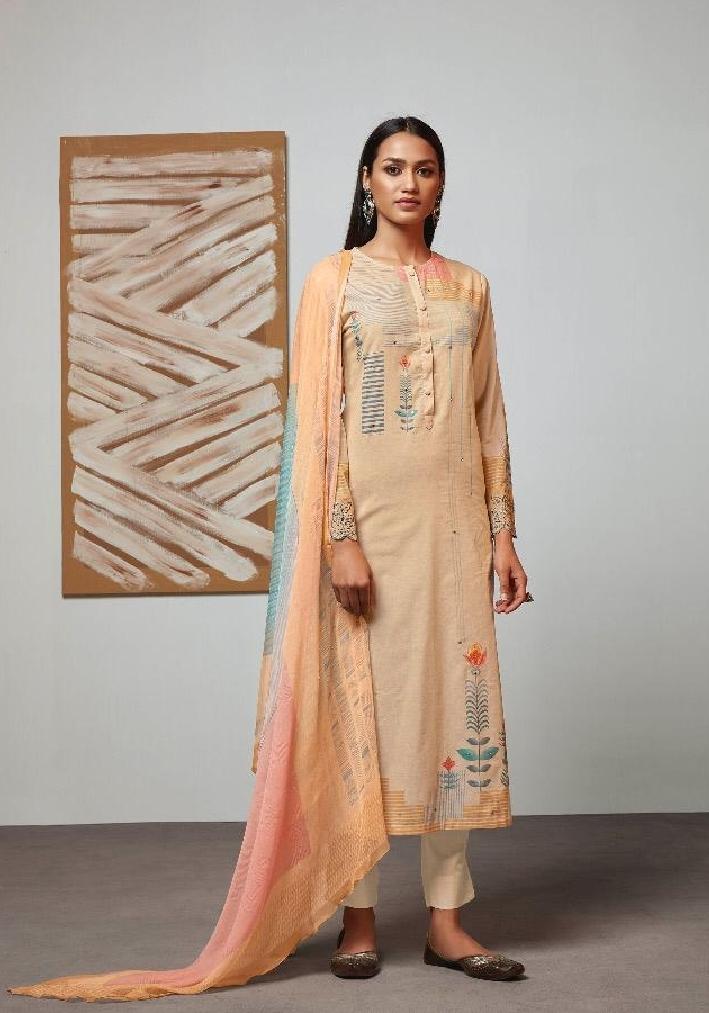 Digital Printed Cotton Un-Stitch Suit With Embroidered Sleeves - S00222 - ALL MY WISH