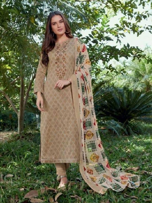 Embroidered Cotton Un-Stitch Suit - S00224 - ALL MY WISH