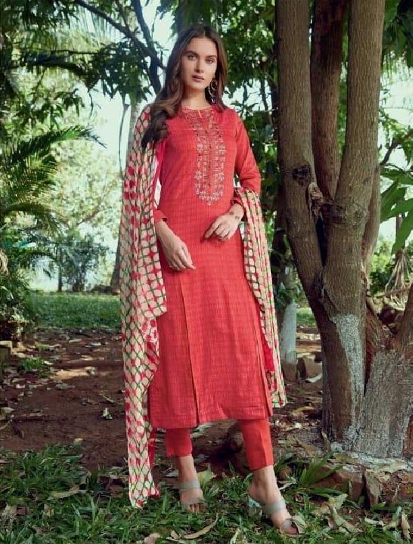 Embroidered Cotton Un-Stitch Suit - S00227 - ALL MY WISH